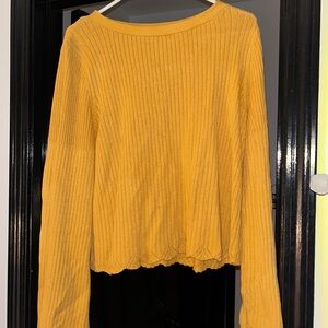 Rachel Parcell Mustard Long Sleeve Ribbed Top